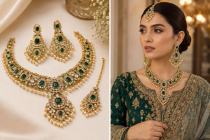 Emerald Heritage Kundan Jewelry Set